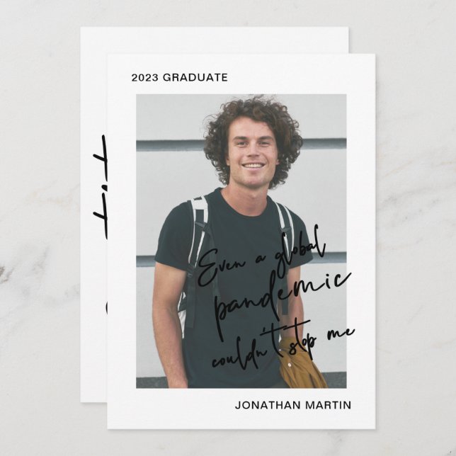 Even a Pandemic One Photo Graduation Party Invitation (Front/Back)
