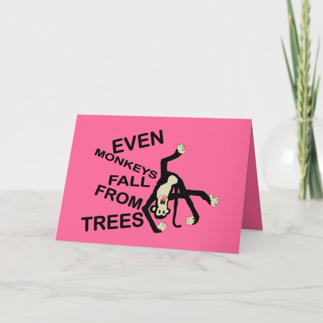 Even Monkeys Funny "I'm Sorry" Greetings Card (Front)