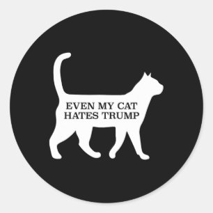 Even My Cat Hates Trump Men Women Classic Round Sticker