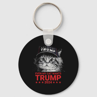 Even My Cat Wants Trump 2024 Funny American Cat Pr Key Ring