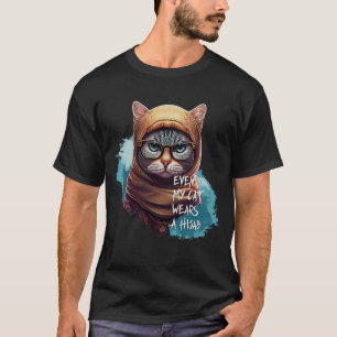 Even My Cat Wears a Hijab Cute Cat Hijab Muslim Wo T-Shirt