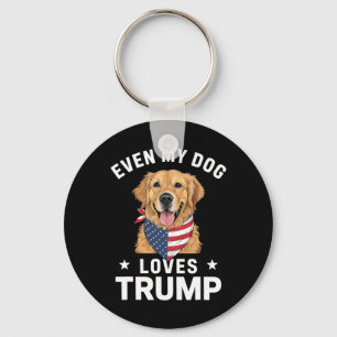 Even My Dog Loves Trump Usa Flag Bandanna Key Ring