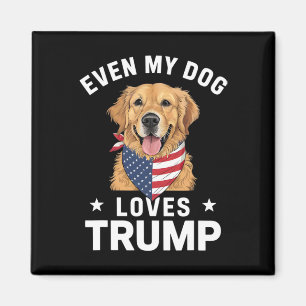 Even My Dog Loves Trump Usa Flag Bandanna  Magnet