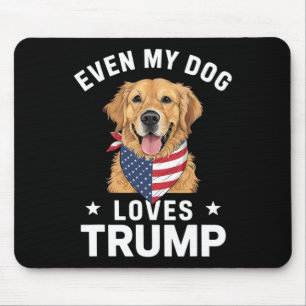 Even My Dog Loves Trump Usa Flag Bandanna  Mouse Pad