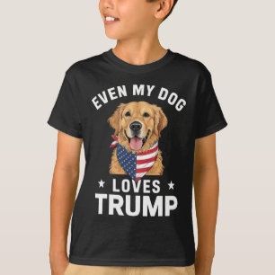 Even My Dog Loves Trump Usa Flag Bandanna  T-Shirt