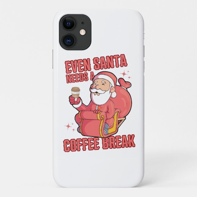 Even Santa Needs A Coffee Break Case-Mate iPhone Case (Back)