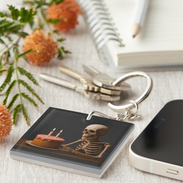 Even Skeletons Deserve a Birthday Slice Key Ring (Front Right)