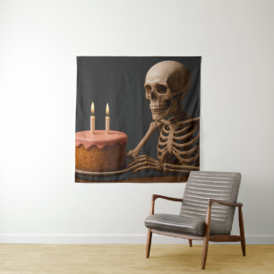 Even Skeletons Deserve a Birthday Slice Tapestry