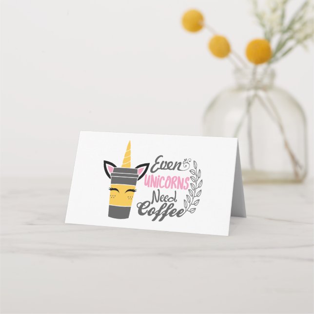 Even Unicorns Need Coffee Party Place Card (Front)
