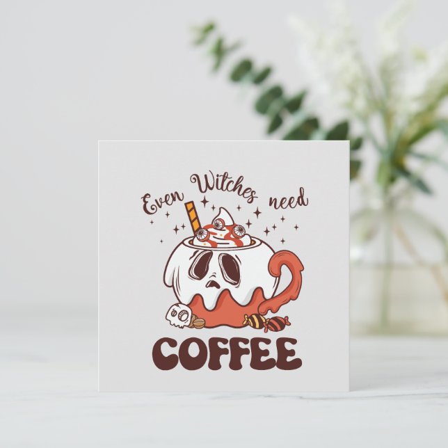 Even Witches Need Coffee – Cute Ghost (Standing Front)