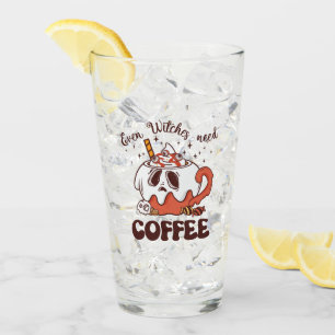 Even Witches Need Coffee – Cute Ghost Glass