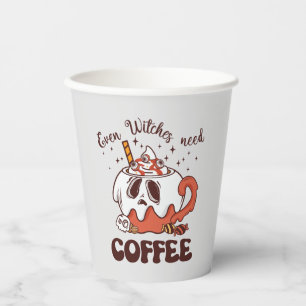 Even Witches Need Coffee – Cute Ghost Paper Cups