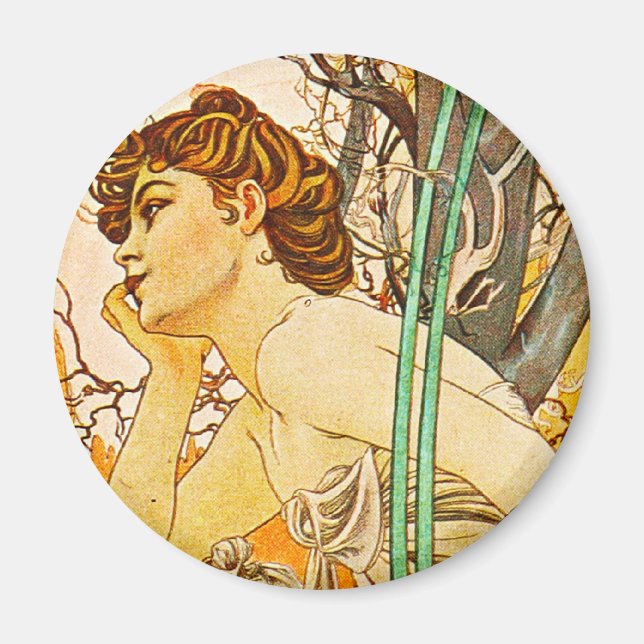 Evening, Alphonse Mucha Magnet (Front)