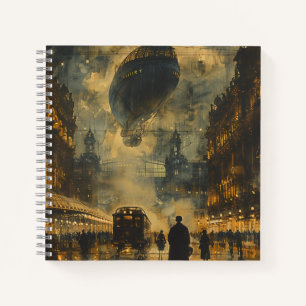 Evening Arrival – A Steampunk Street Scene Notebook