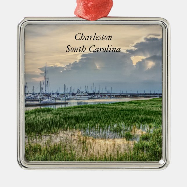 Evening At Charleston Harbor Metal Tree Decoration (Front)
