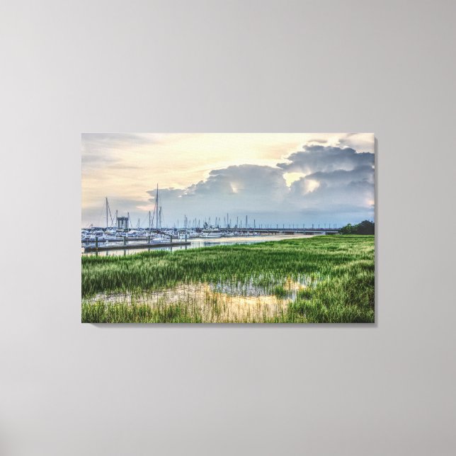 Evening At Charleston Harbour Canvas Print (Front)