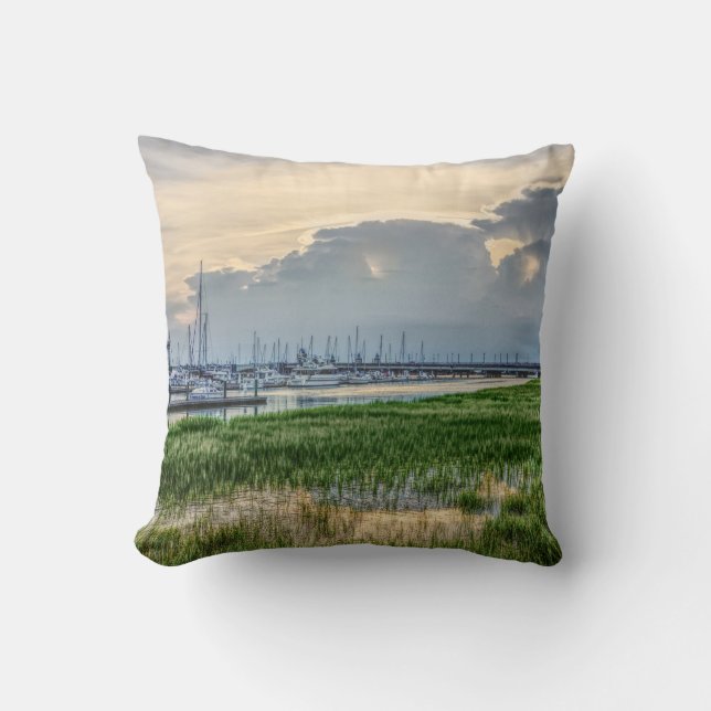 Evening At Charleston Harbour Cushion (Front)