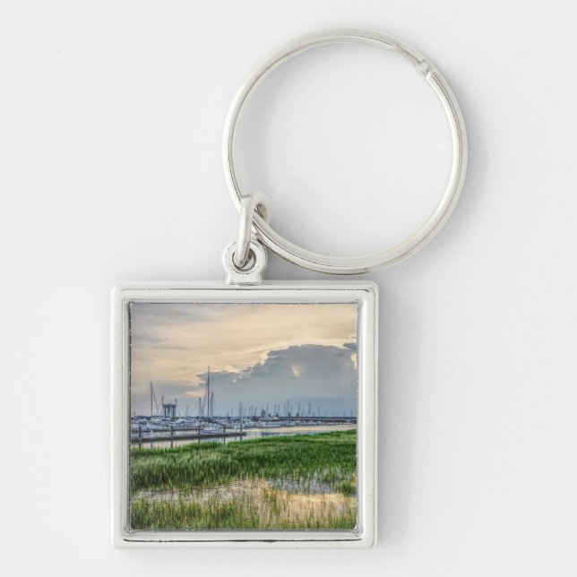 Evening At Charleston Harbour Key Ring (Front)