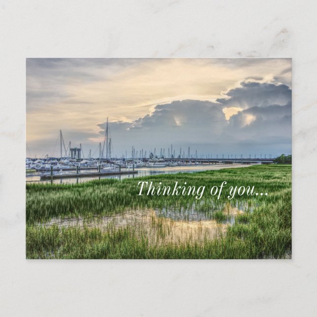Evening At Charleston Harbour Thinking Of You Postcard (Front)