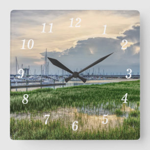 Evening At Charleston Harbour Wall Clock