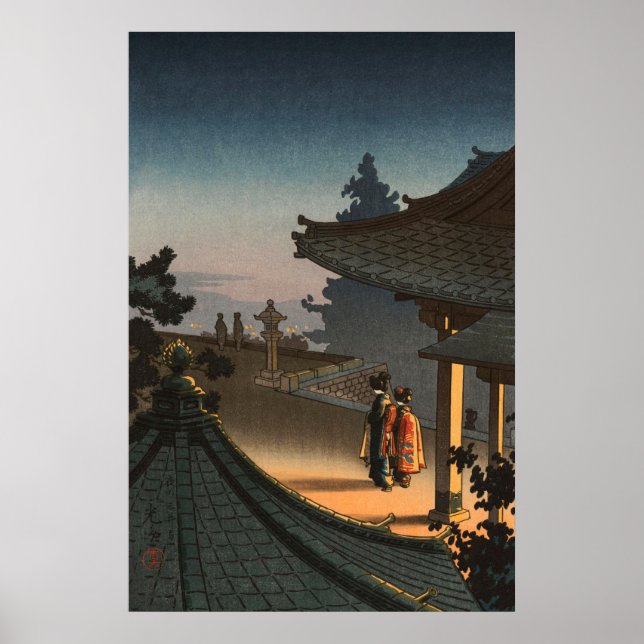 Evening at Miidera Temple by Tsuchiya Koitsu Poster (Front)