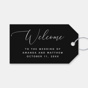 Evening Black Wedding Welcome Formal Calligraphy Gift Tags