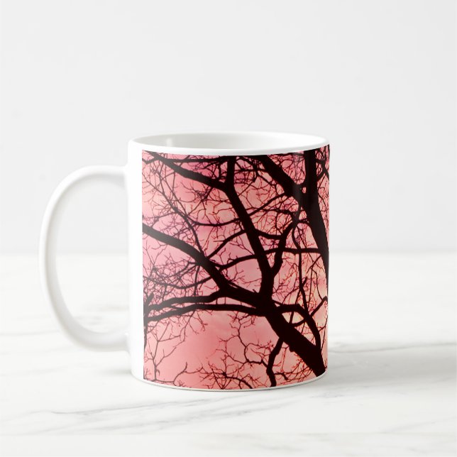 Evening Blush Tree Silhouette Coffee Mug (Left)