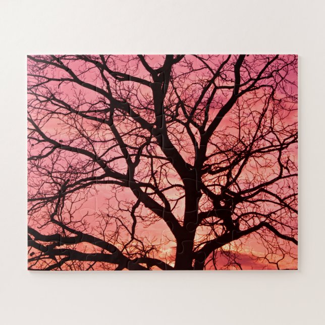Evening Blush Tree Silhouette Jigsaw Puzzle (Horizontal)