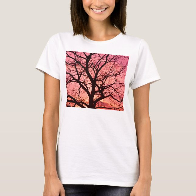 Evening Blush Tree Silhouette T-Shirt (Front)