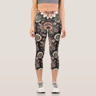 Evening Boho Blooms Capri Leggings