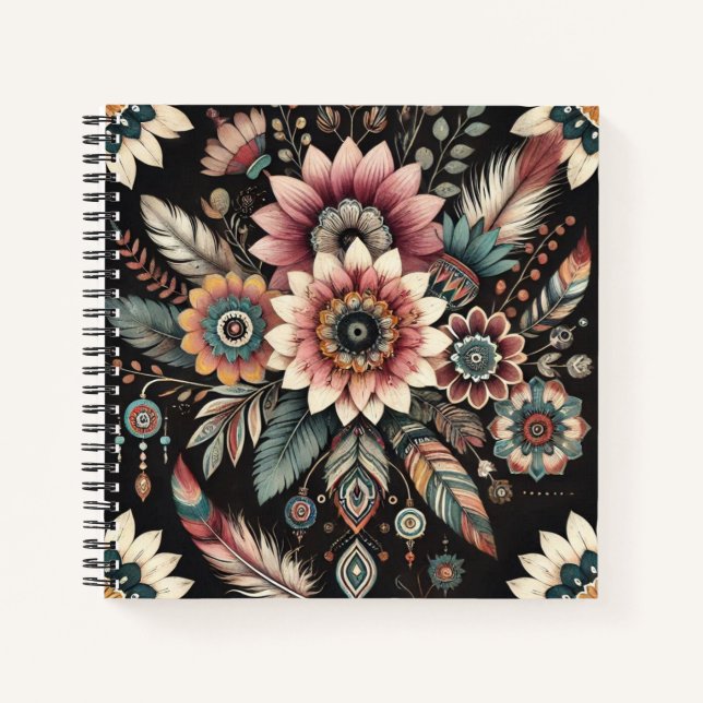Evening Boho Blooms Notebook (Front)