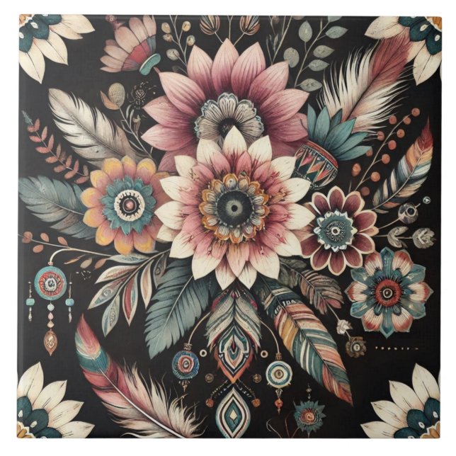 Evening Boho Blooms Tile (Front)