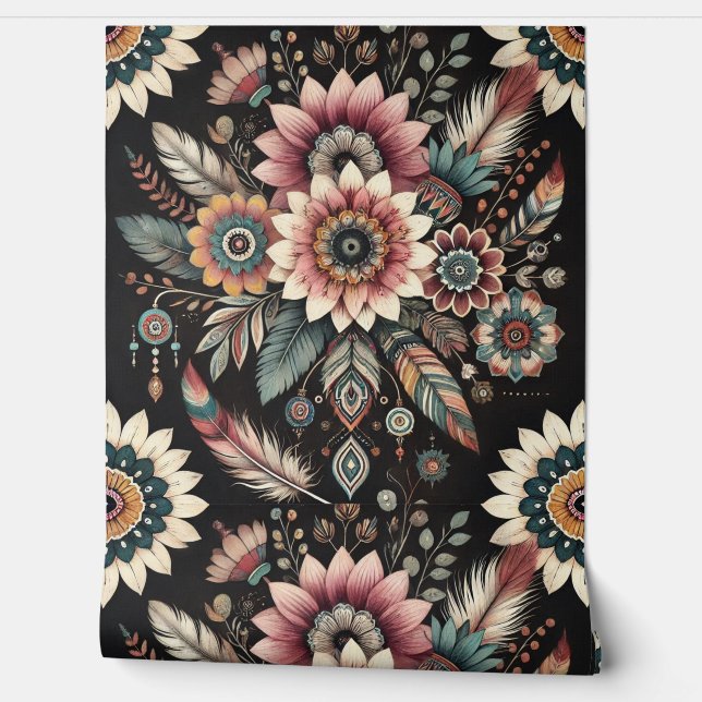 Evening Boho Blooms Wallpaper (Unrolling)