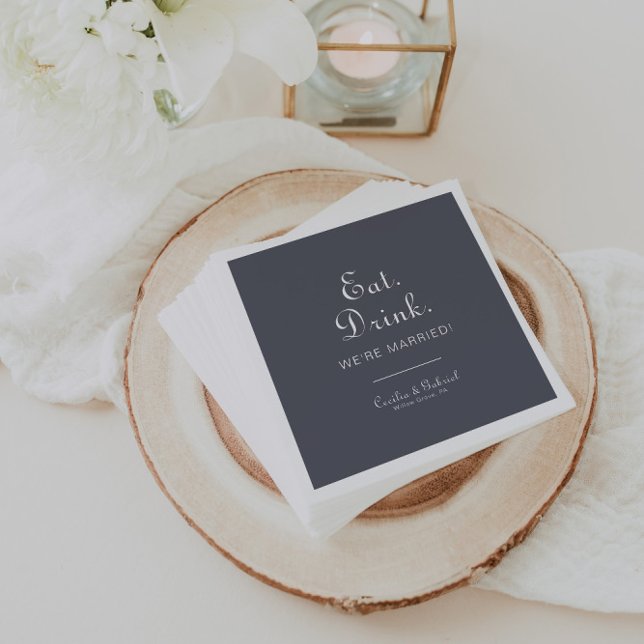 Evening Boho Eat Drink We're Married Wedding  Napkin (Creator Uploaded)