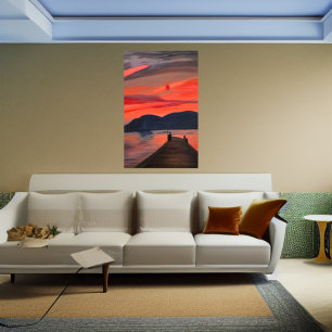 Evening by the lake   AI Art Poster