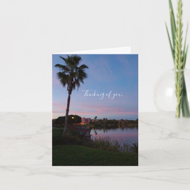 Evening By The Palm Tree Thinking Of You Card (Front)