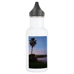 Evening By The Palm Tree Water Bottle