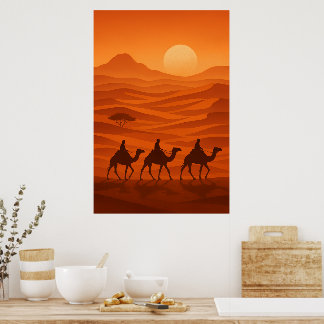 "Evening Caravan | Desert Silhouette Wall Art