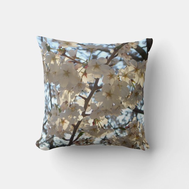 Evening Cherry Blossoms I Spring Floral Cushion (Front)