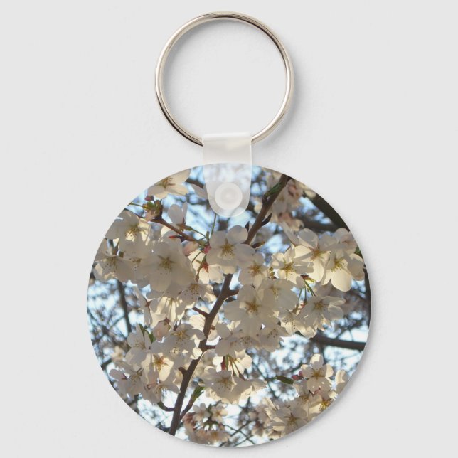 Evening Cherry Blossoms I Spring Floral Key Ring (Front)