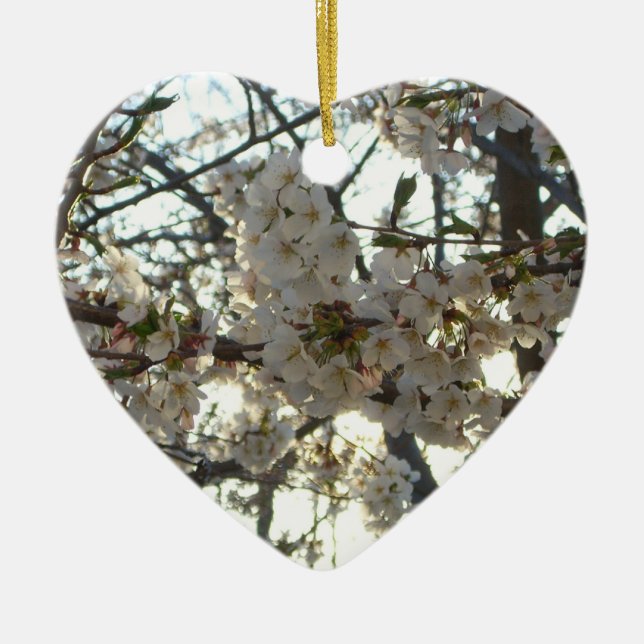 Evening Cherry Blossoms II Spring Sunset Ceramic Tree Decoration (Front)