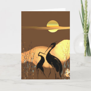 Evening Cranes Greeting Card