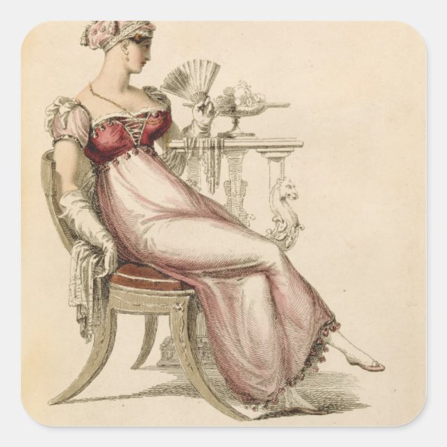 Evening dress or ball gown, fashion plate from Ack Square Sticker (Front)