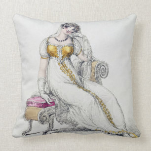 Evening dress or wedding dress, fashion plate from cushion