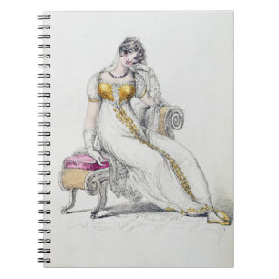 Evening dress or wedding dress, fashion plate from spiral notebook