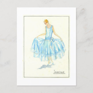 Evening Dress Sketch by Bernard et C.ie 1928 Postcard