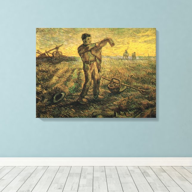 Evening - End of the Day by Vincent van Gogh Canvas Print (Insitu(Wood Floor))
