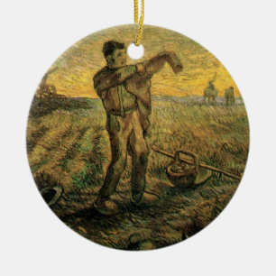Evening - End of the Day by Vincent van Gogh Ceramic Tree Decoration