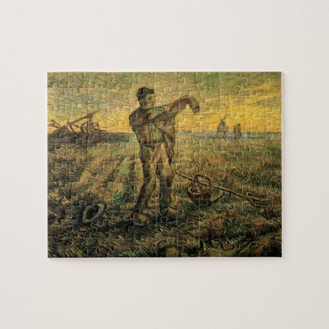 Evening - End of the Day by Vincent van Gogh Jigsaw Puzzle (Horizontal)