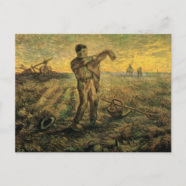 Evening - End of the Day by Vincent van Gogh Postcard (Front)